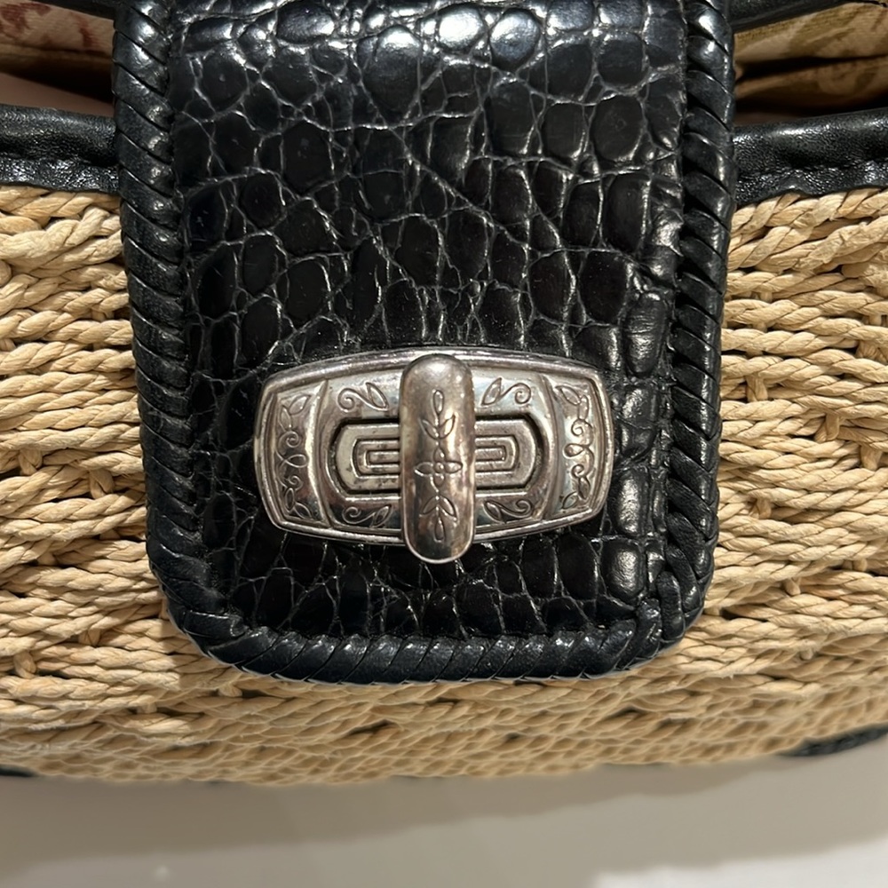 Brighton jute shoulder bag, black leather accents - Picture 2 of 8
